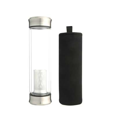 High Quality 400ml Double Wall Borosilicate Glass Bottle with Tea Infuser