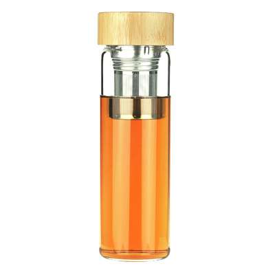 700ml Single Wall Borosilicate Tea Tumbler Infuser Bottle with Bamboo Lid